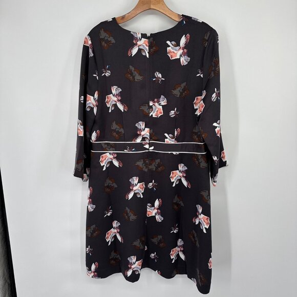 Banana Republic Womens Floral Print Dress Size 14 soft Black Pink - Picture 13 of 14